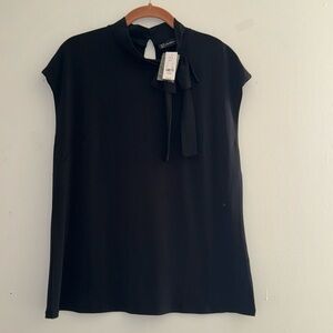 NY&CO BLOUSE, BOW NECK-TIE, SIZE LARGE
